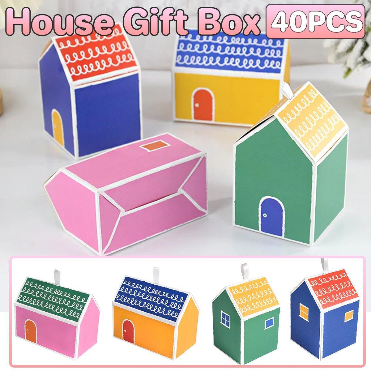 40PCS Colorful Small House Gift Boxes Candy Packing Party Favors Treat Box