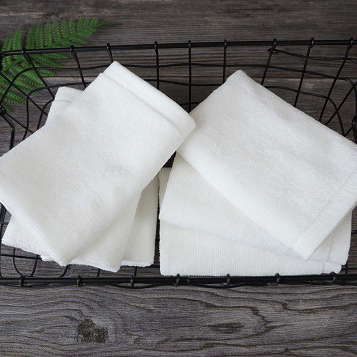 6PCS Hotel Cotton Face Towel White Soft Square Cloth Beauty Salon KTV Thick Wash - 35x35cm-Patternless-70g 5