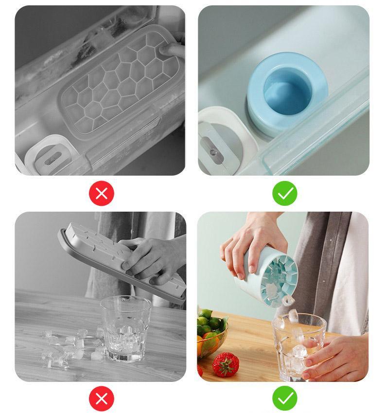 Silicone Ice Cube Tray Mould Ice Box Compartment Bucket for Easy Ice Making - Blue 5