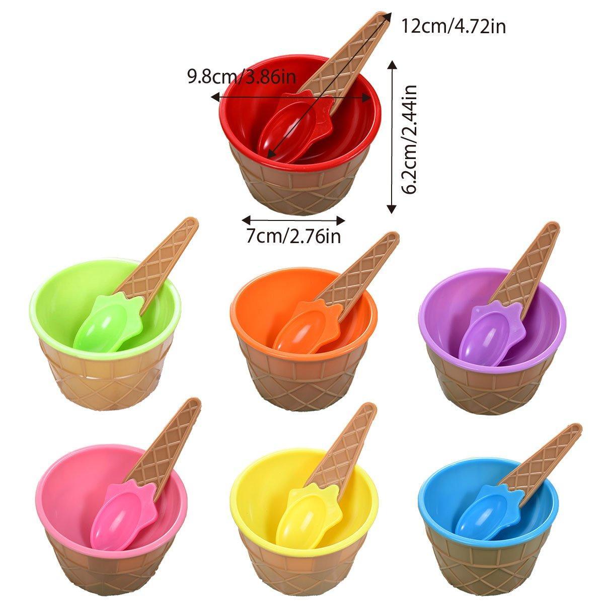 7Pc Set Colourful Ice Cream Cups and Bowls with Spoons Dessert Gift Set 3