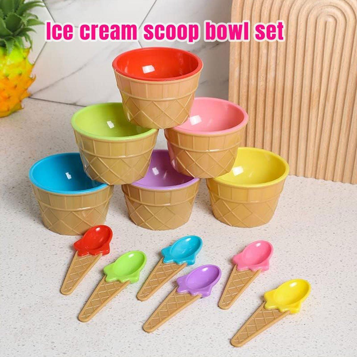 7Pc Set Colourful Ice Cream Cups and Bowls with Spoons Dessert Gift Set 5