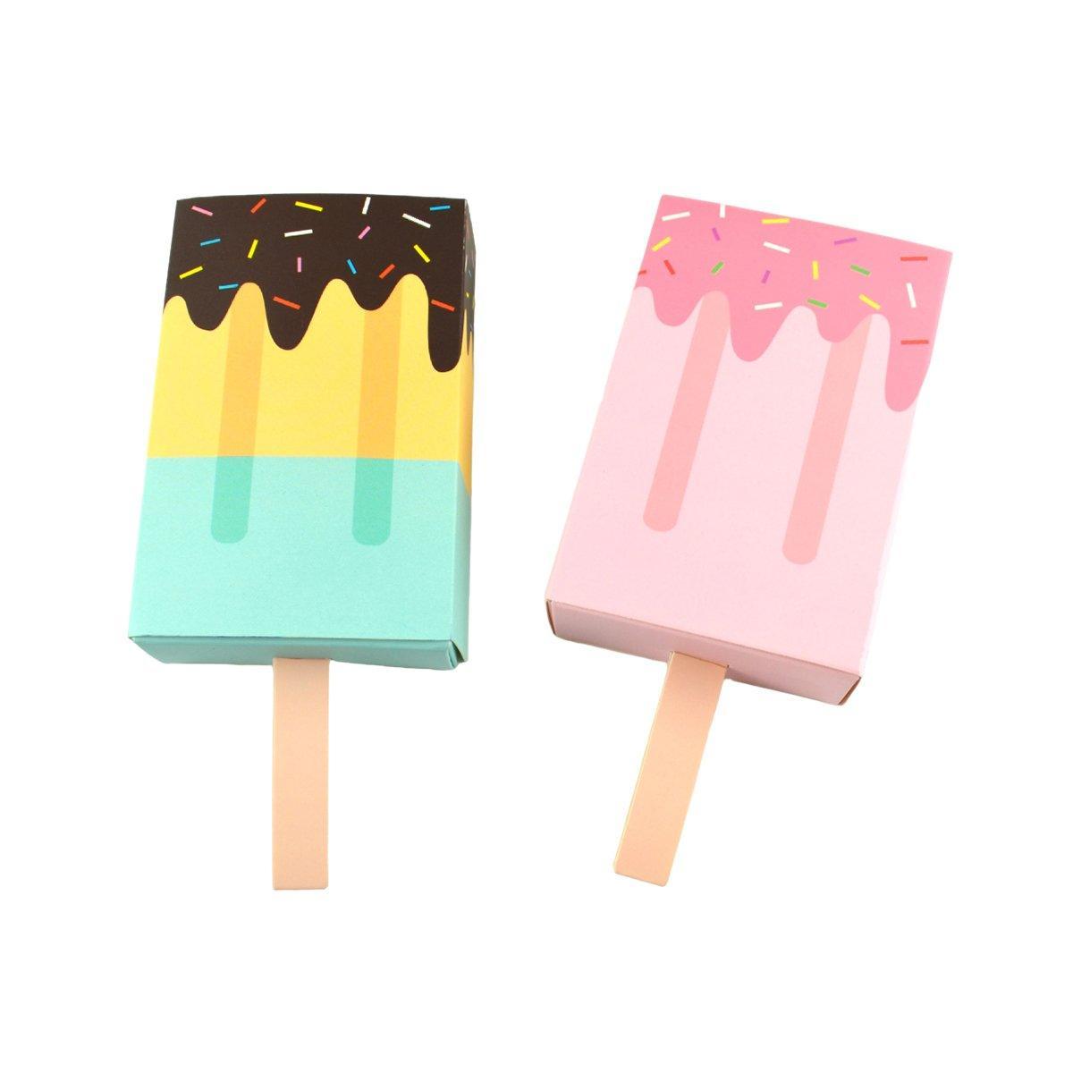 50PCS Creative Ice Cream Candy Gift Boxes Fruit Shaped Party Favor Packaging Box - Blue