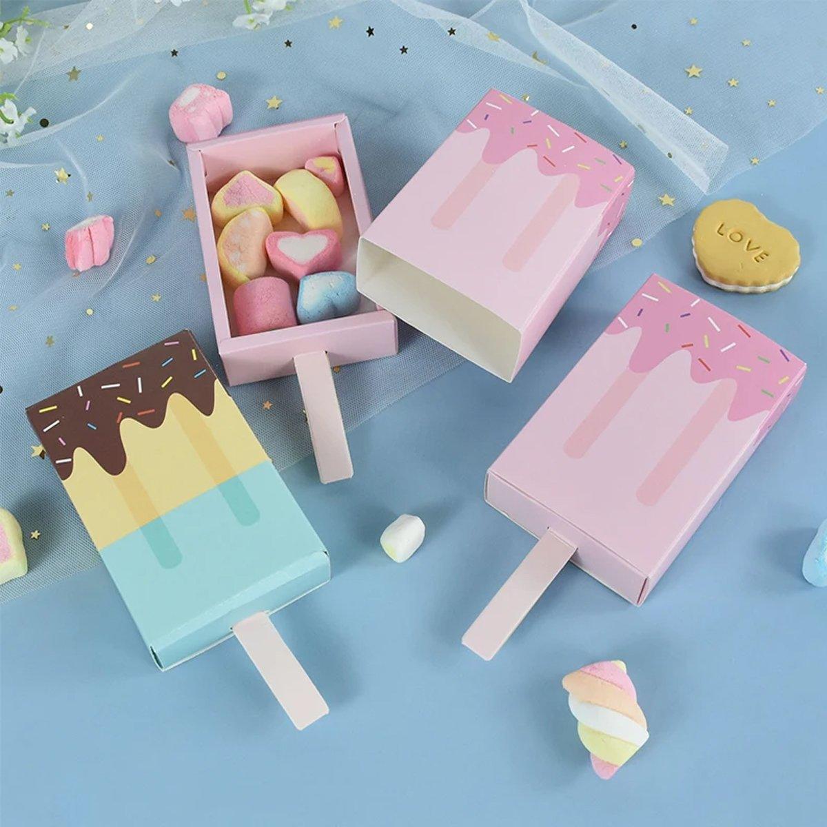 50PCS Creative Ice Cream Candy Gift Boxes Fruit Shaped Party Favor Packaging Box - Blue 5