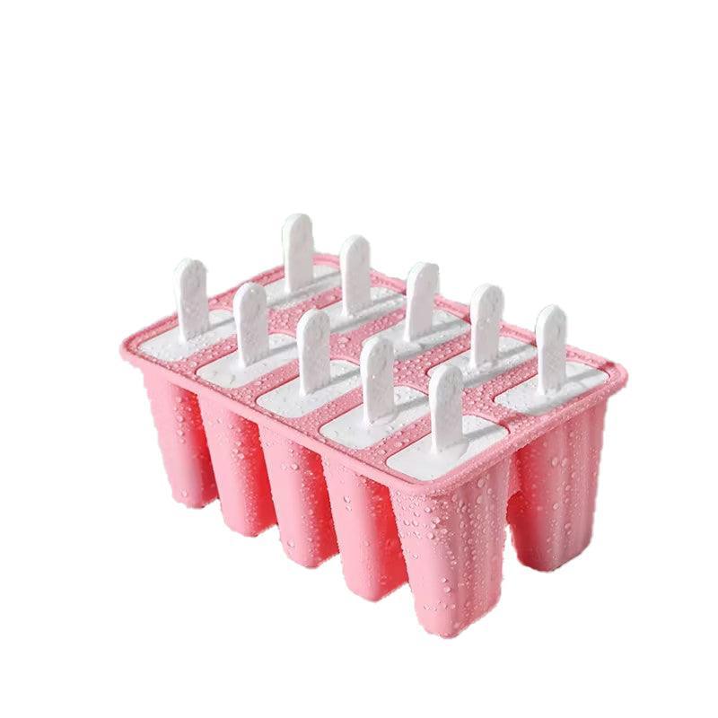 Silicone Ice Cream Mould Block Frozen Molds Icy Pole Jelly Popsicle - Pink-6Grid 12