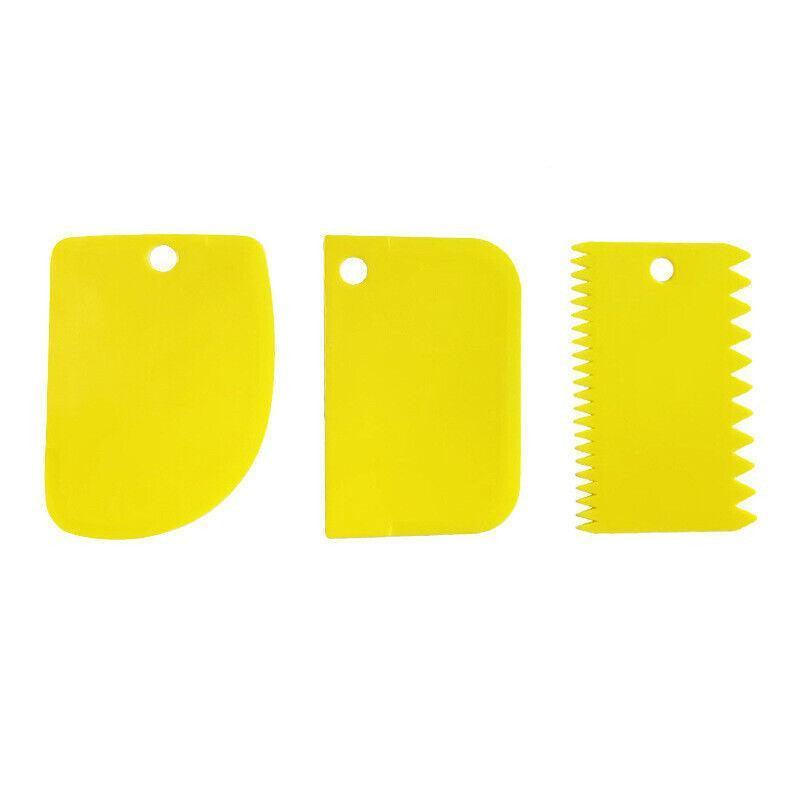 3Pcs Dough Cutter Icing Scraper Kitchen Tool Pastry Bowl Divider Bench Fondant - Yellow 8