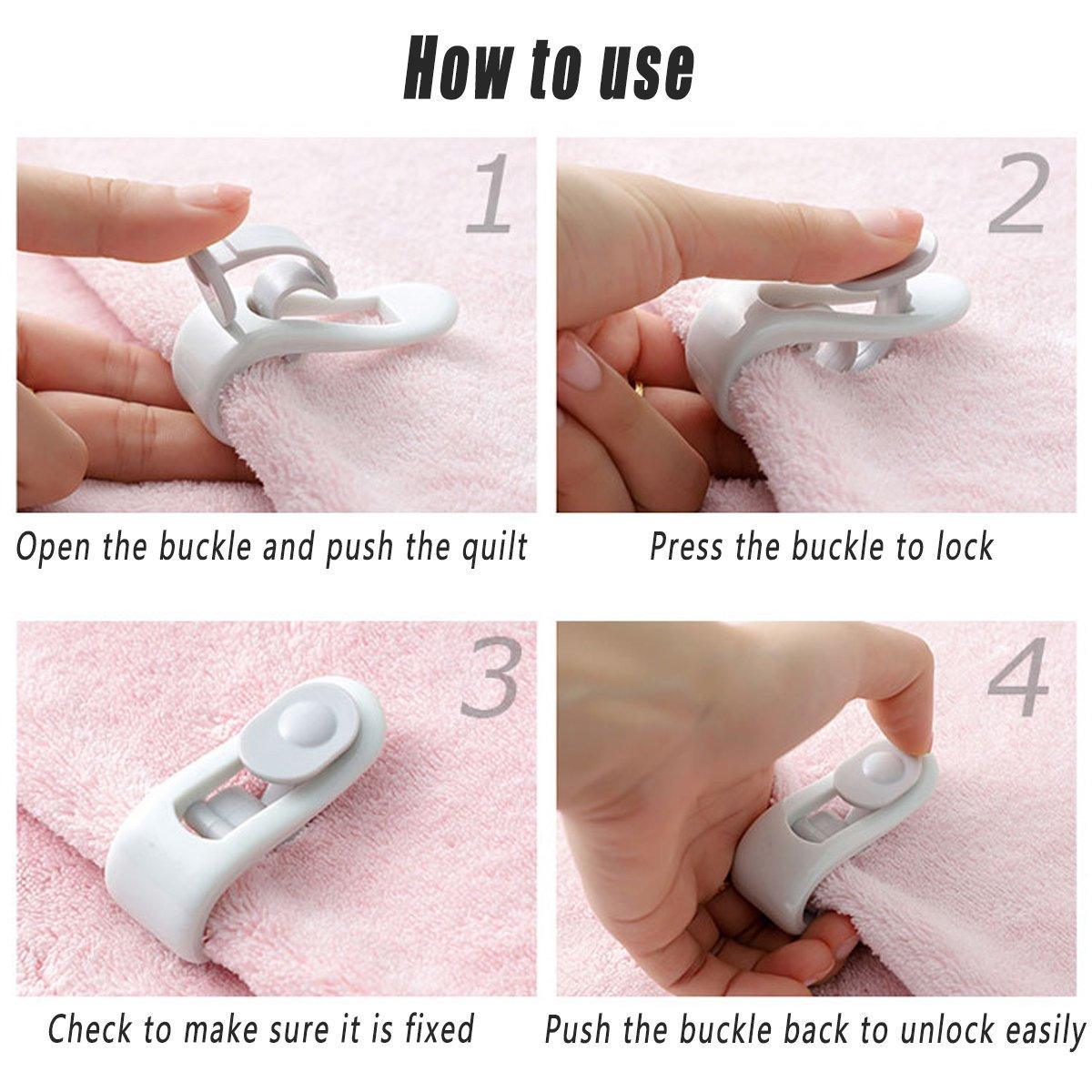 10/20pcs Quilt Retainer Cover Clips Invisible Needle-Free Thumb Buckle Bedding - Pink-10pcs 4