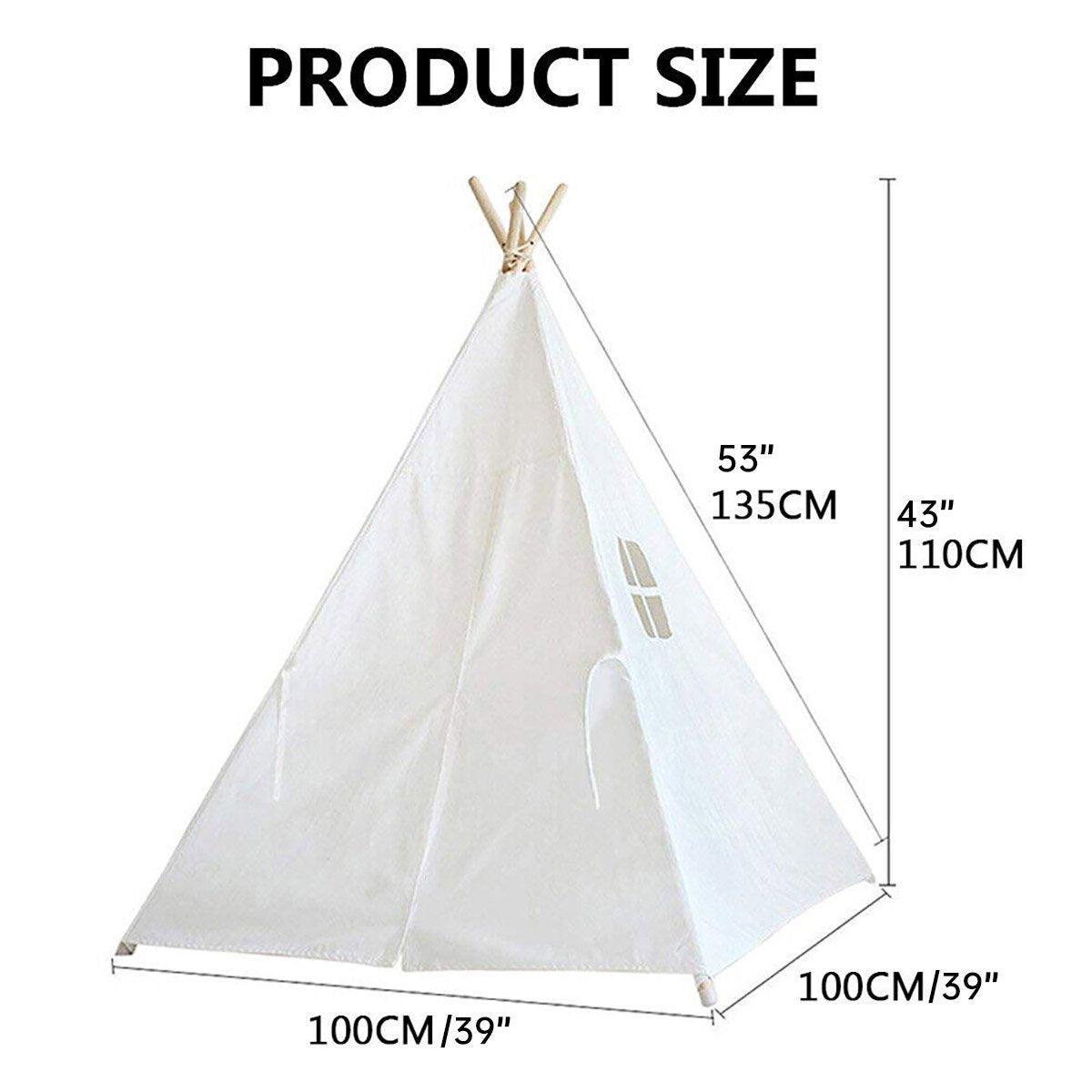 Large Cotton Canvas Teepee Tent Pretend Play House for Boy and Girls Wigwam Gift 3