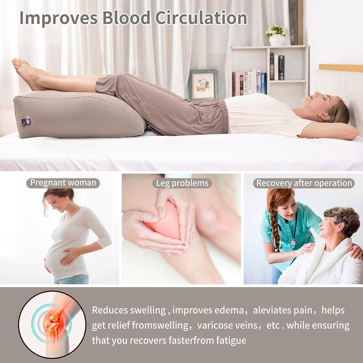 Inflatable PVC Leg Pillow Wedge Triangle Foot Cushion Flocking - Black 4