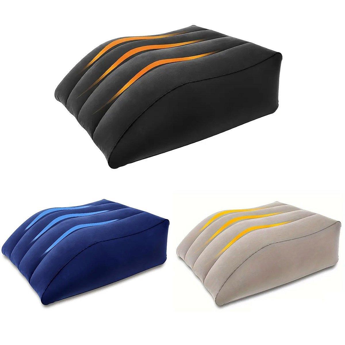 Inflatable PVC Leg Pillow Wedge Triangle Foot Cushion Flocking - Grey