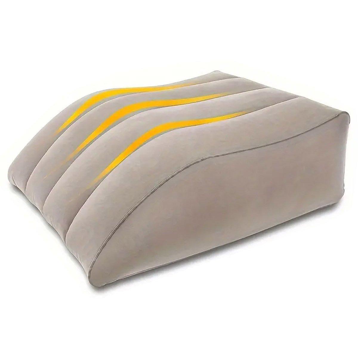 Inflatable PVC Leg Pillow Wedge Triangle Foot Cushion Flocking - Grey 6