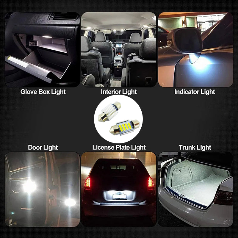 4PCS 31mm 7020 4SMD LED Festoon Interior Dome Map Light Bulbs 12V White 3