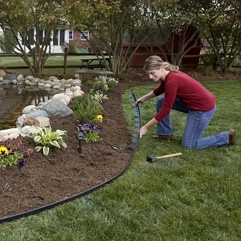 L Shaped Garden Edging Border Landscape Grass Lawn Stone Edge Fence Strip - Green 5