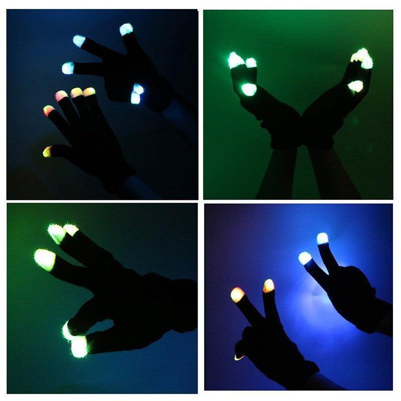 1Pair Rainbow Flow LED Light Black Glove Rave Party Glow Games Night mode Glove 5
