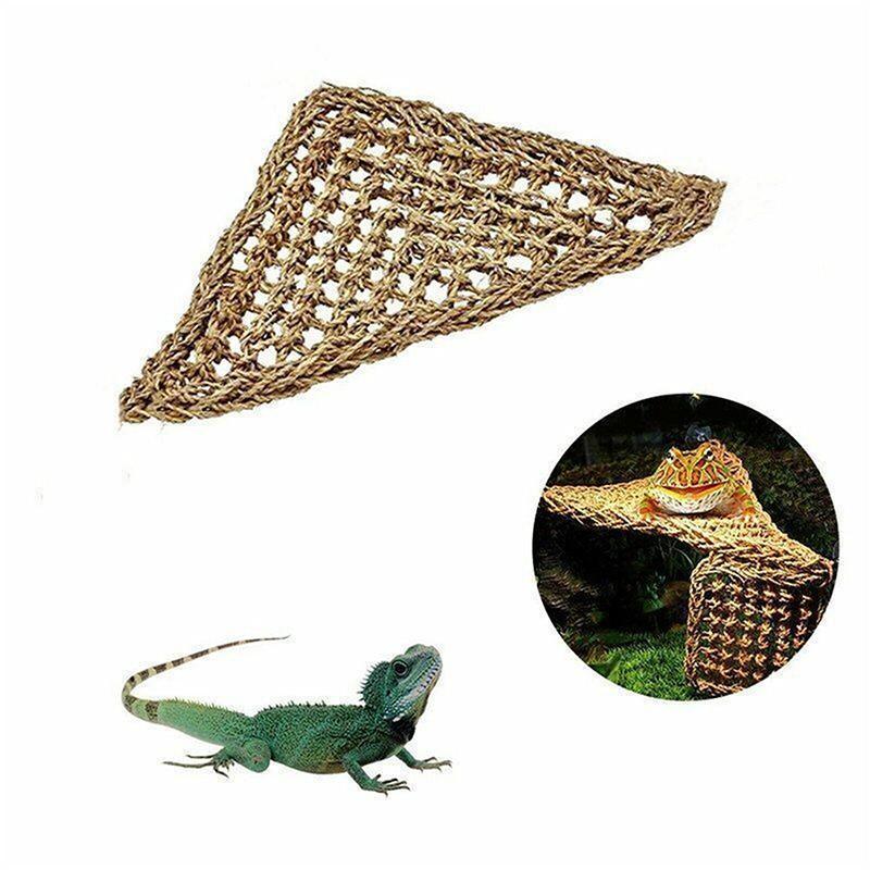 Comfortable and Natural Straw Reptile Bed Hammock for Basking and Relaxation - 32*32*42CM 5
