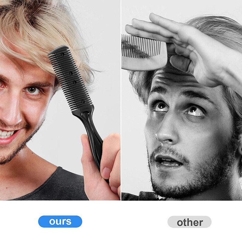 2PCS Razor Comb With Blades Razor Trimmer DIY Double Sides Hair Thinning Comb - Pink+Black 3