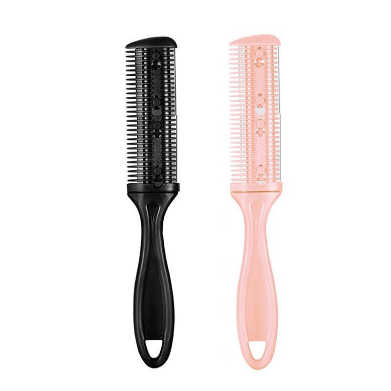 2PCS Razor Comb With Blades Razor Trimmer DIY Double Sides Hair Thinning Comb - Pink+Black 8
