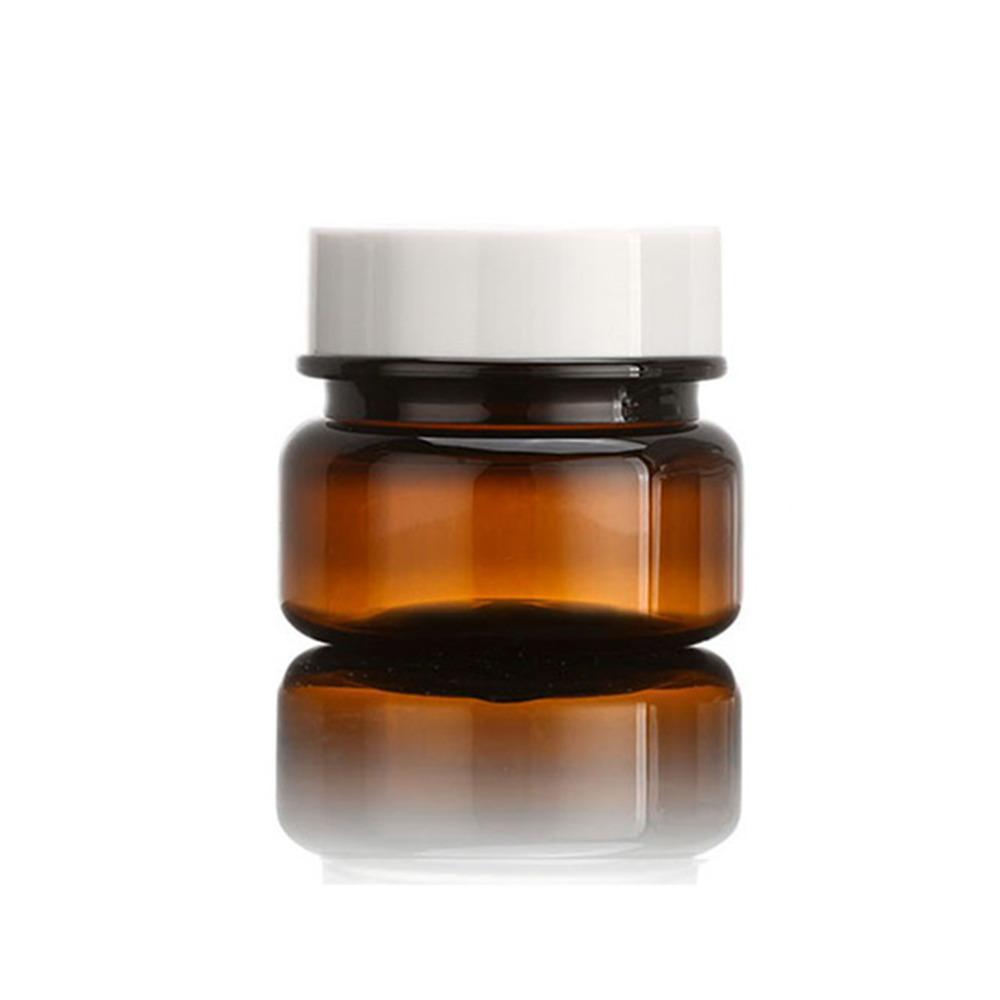 10pcs PET Plastic Cosmetic Bottles Refillable Travel Face Cream Containers - 60ml-Brown+White-Single 11