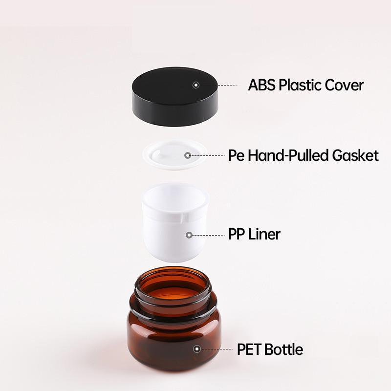 10pcs PET Plastic Cosmetic Bottles Refillable Travel Face Cream Containers - 60ml-Transparent+Black-Single 4
