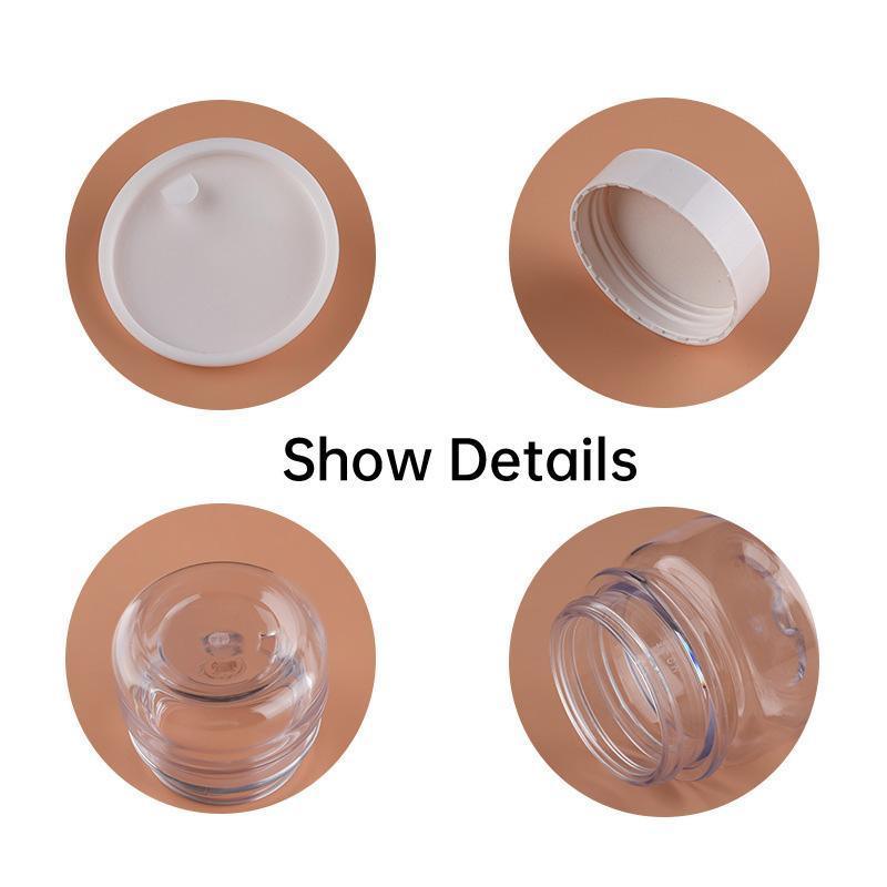 10pcs PET Plastic Cosmetic Bottles Refillable Travel Face Cream Containers - 60ml-Transparent+Black-Single 5