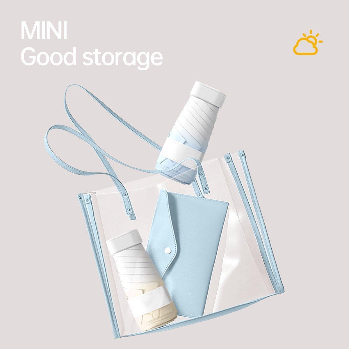 Mini Pocket Umbrella Anti-UV Sun/Rain Windproof 6 Folding Ultra Light Umbrella - Khaki 4