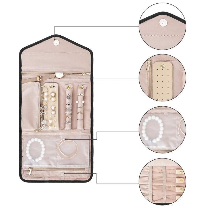 Periea Travel Jewellery Roll -Jewellery Travel Pouch Portable Case Box Organiser - Black 4