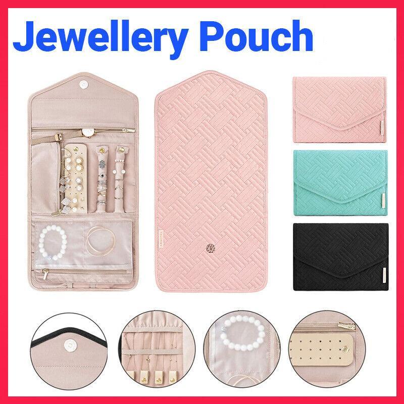 Periea Travel Jewellery Roll -Jewellery Travel Pouch Portable Case Box Organiser - Pink