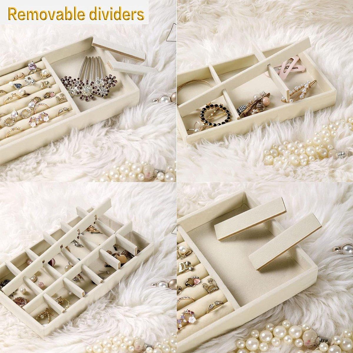 4PCS Flannel Jewelry Storage Trays Necklace Ring Earrings Organizer 5
