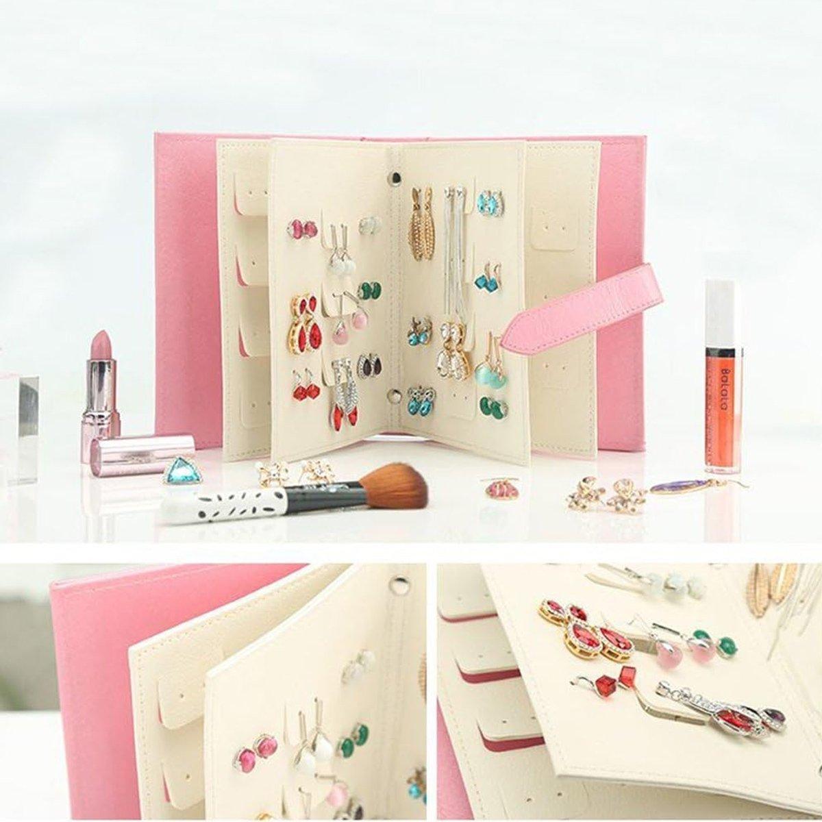 Large Capacity Jewelry Storage Book for Earrings Home Organizer Small Size Box - Pink 4