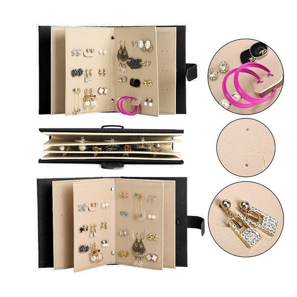 Large Capacity Jewelry Storage Book for Earrings Home Organizer Small Size Box - Pink 5