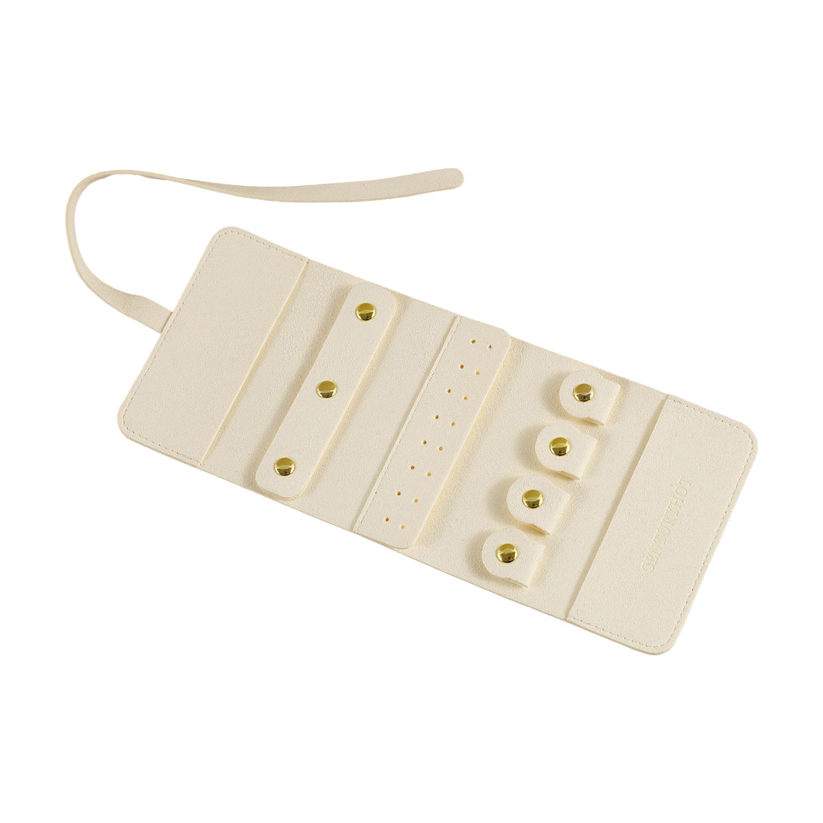 Portable Microfiber Jewelry Storage Bag Roll Organizer for Earrings Necklaces - Beige 6