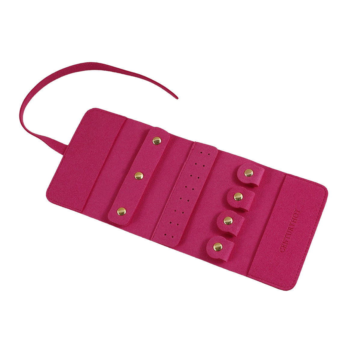 Portable Microfiber Jewelry Storage Bag Roll Organizer for Earrings Necklaces - Brown 14