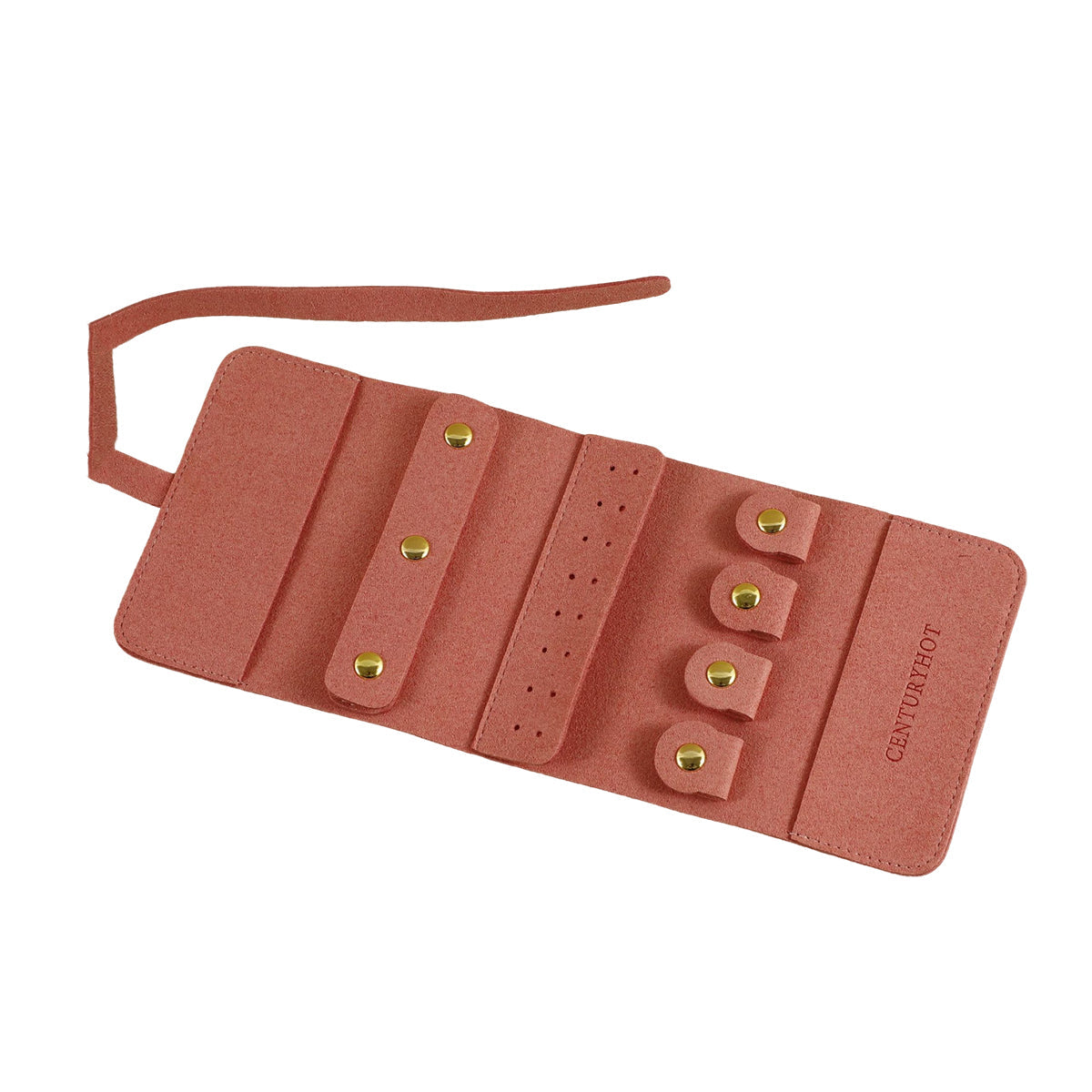 Portable Microfiber Jewelry Storage Bag Roll Organizer for Earrings Necklaces - Pink 10