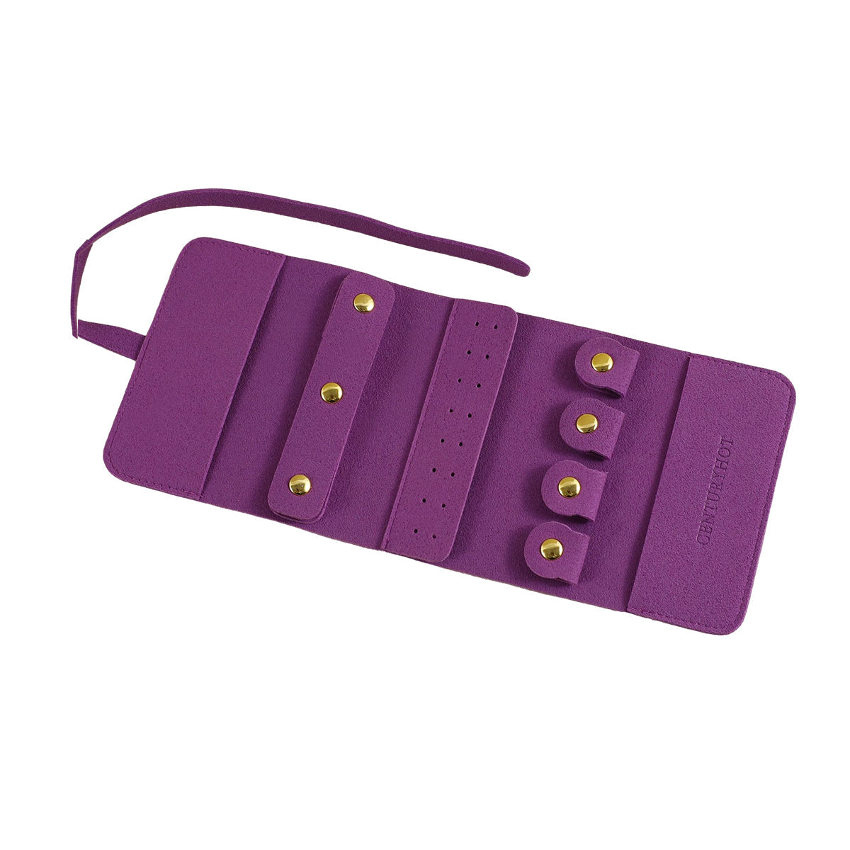 Portable Microfiber Jewelry Storage Bag Roll Organizer for Earrings Necklaces - Purple 7