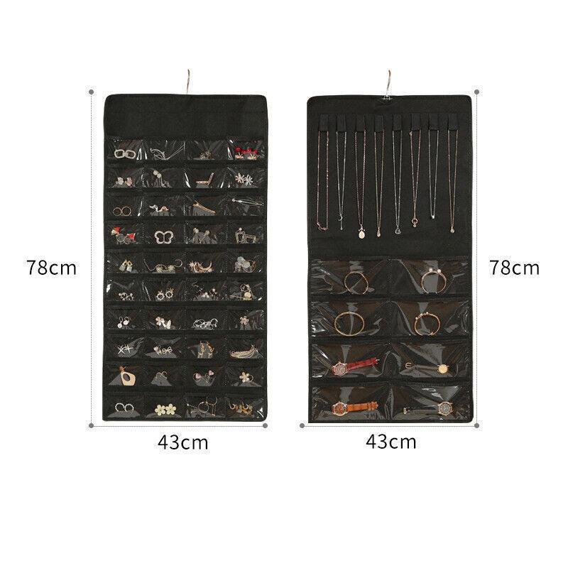 48 Pockets Jewelry Hanging Storage Organizer Holder Earring Display Pouch Bag - Grey 4