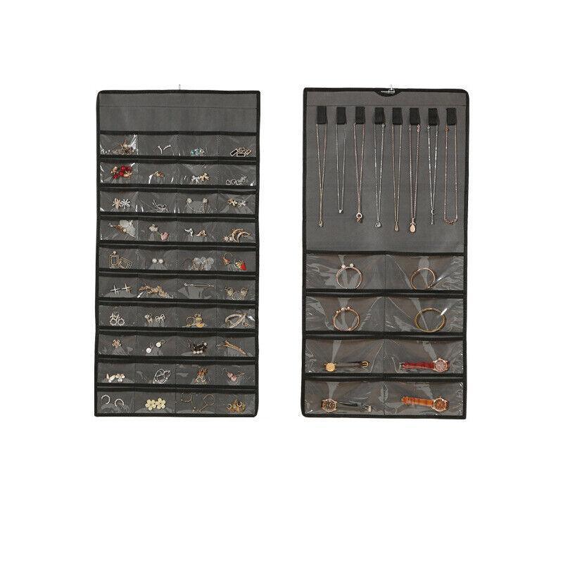 48 Pockets Jewelry Hanging Storage Organizer Holder Earring Display Pouch Bag - Grey 6