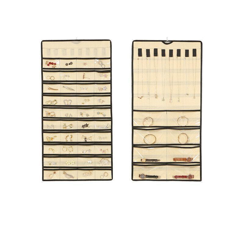 48 Pockets Jewelry Hanging Storage Organizer Holder Earring Display Pouch Bag - Grey 7