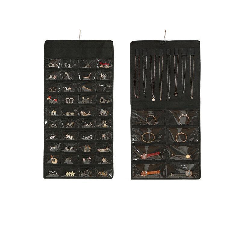 48 Pockets Jewelry Hanging Storage Organizer Holder Earring Display Pouch Bag - Grey 8