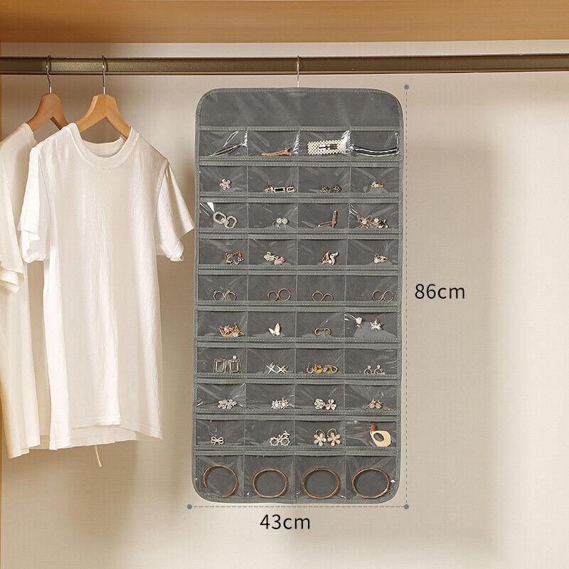 80 Pockets Jewelry Hanging Storage Organizer Holder Earring Display Pouch Bag - Black 3