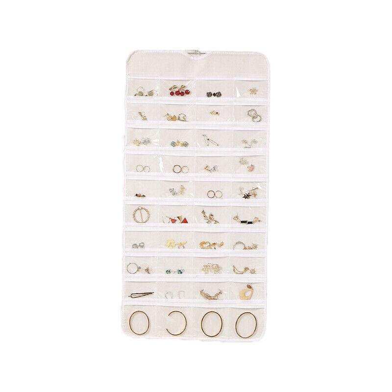 80 Pockets Jewelry Hanging Storage Organizer Holder Earring Display Pouch Bag - Grey 9