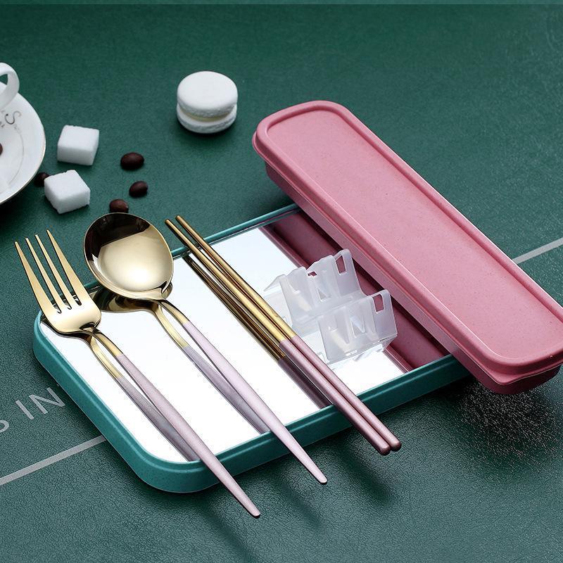5PC Stainless Steel Portable Cutlery Set -  Fork Spoon for Travel & Picnic - Green 4