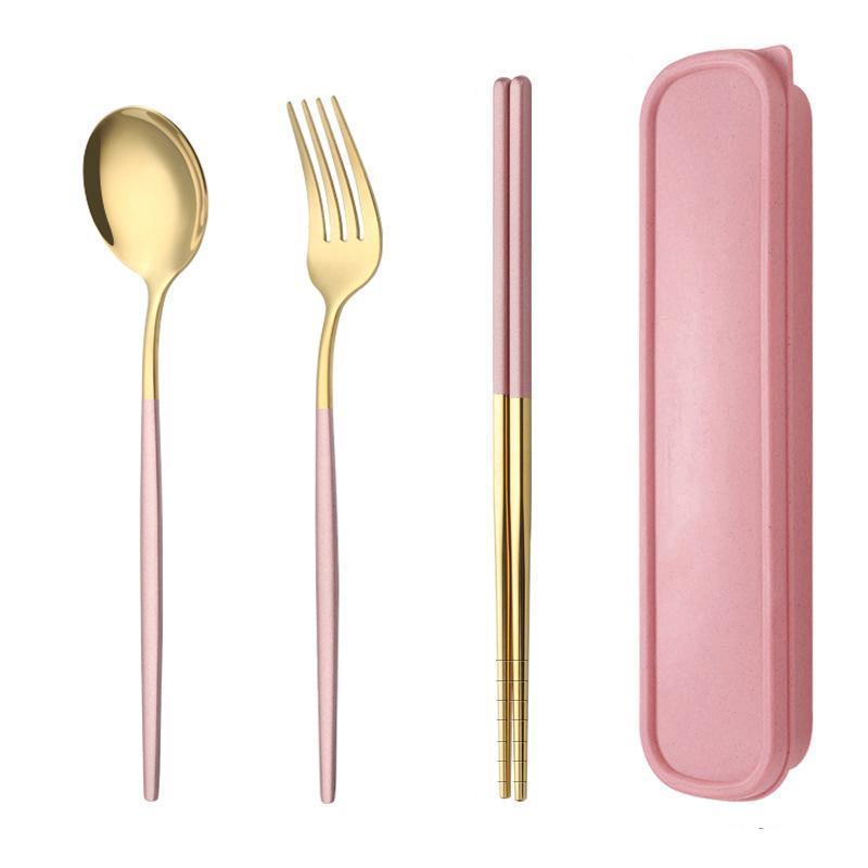 5PC Stainless Steel Portable Cutlery Set -  Fork Spoon for Travel & Picnic - Green 10