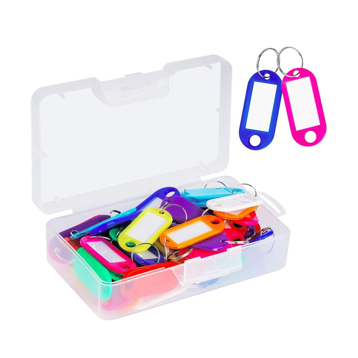 50pcs Colourful Boxed Key Tags Luggage ID Marker Labels Organiser Tag Holder