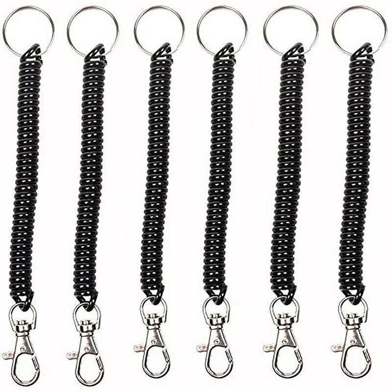 4Pcs Elastic Phone Elastic Spiral Spring Coil Strap Rope Lanyard Key Chain Black 3