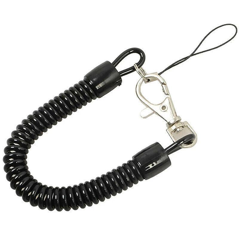 4Pcs Elastic Phone Elastic Spiral Spring Coil Strap Rope Lanyard Key Chain Black 5