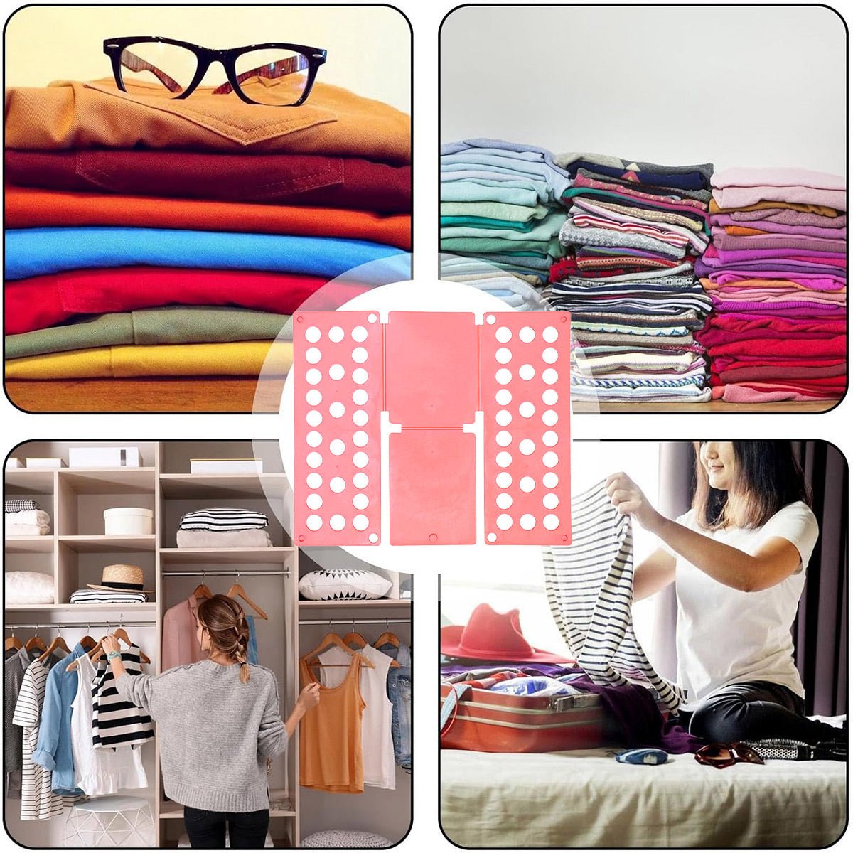 Lazy Folding Clothes Board Compact Laundry Folding Storage Clothes Organizer - Red 4