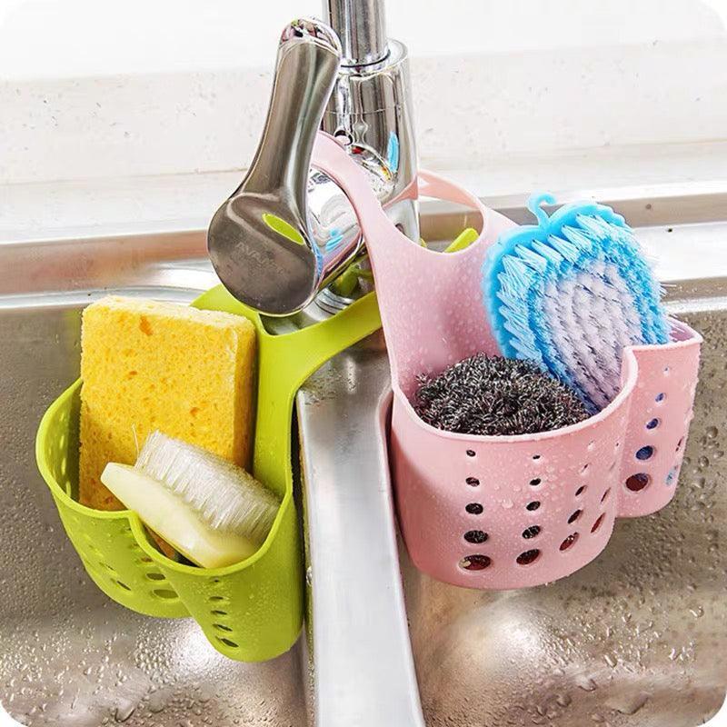 2PCS Kitchen Drain Holder Sponge Sink Storage Rack Basket Organizer Shelf Bathroom - Pink 3