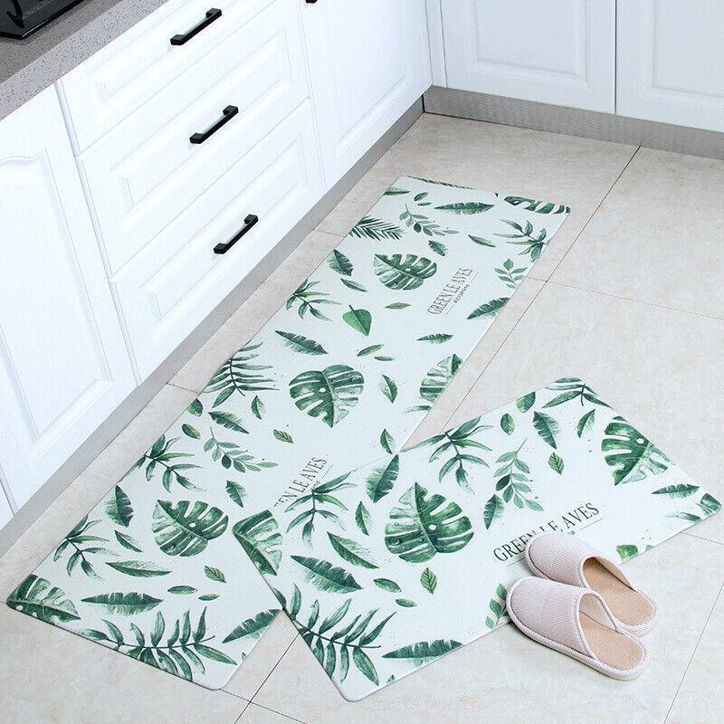 45x180cm Kitchen Mat Non-Slip Waterproof Pvc Floor Rug Carpet Anti-Oil Easy Clean - Leaf 4