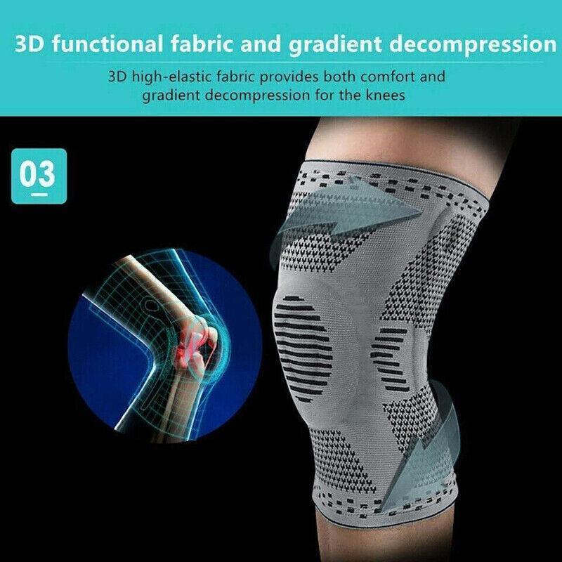 Grey Knee Brace Knee Compression Sleeve Professional Sports Silicone Knee Support - L 4