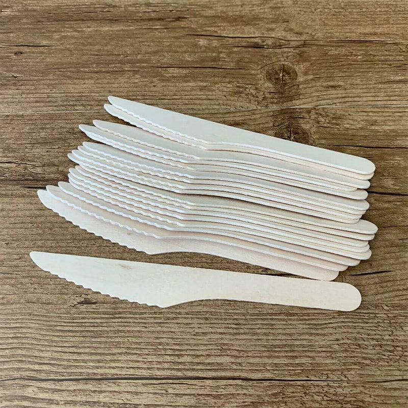 Wooden Cutlery Set Disposable Bamboo Wood Bulk Buy Forks Spoons Knives Party - 100PCS Knives 3