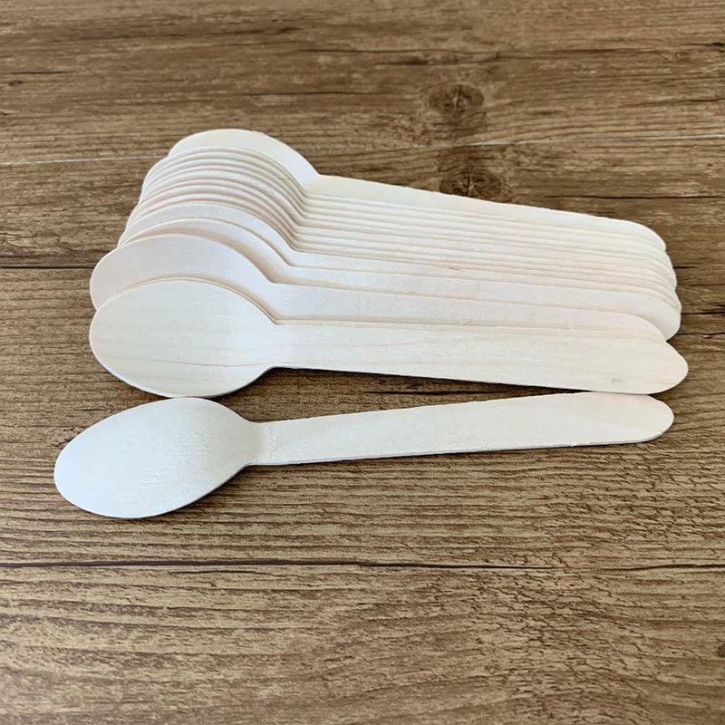 Wooden Cutlery Set Disposable Bamboo Wood Bulk Buy Forks Spoons Knives Party - 100PCS Knives 4